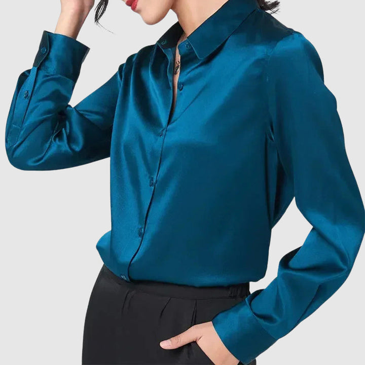 Giulia Bellini Satin Button-Up Blouse