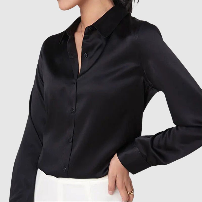 Giulia Bellini Satin Button-Up Blouse