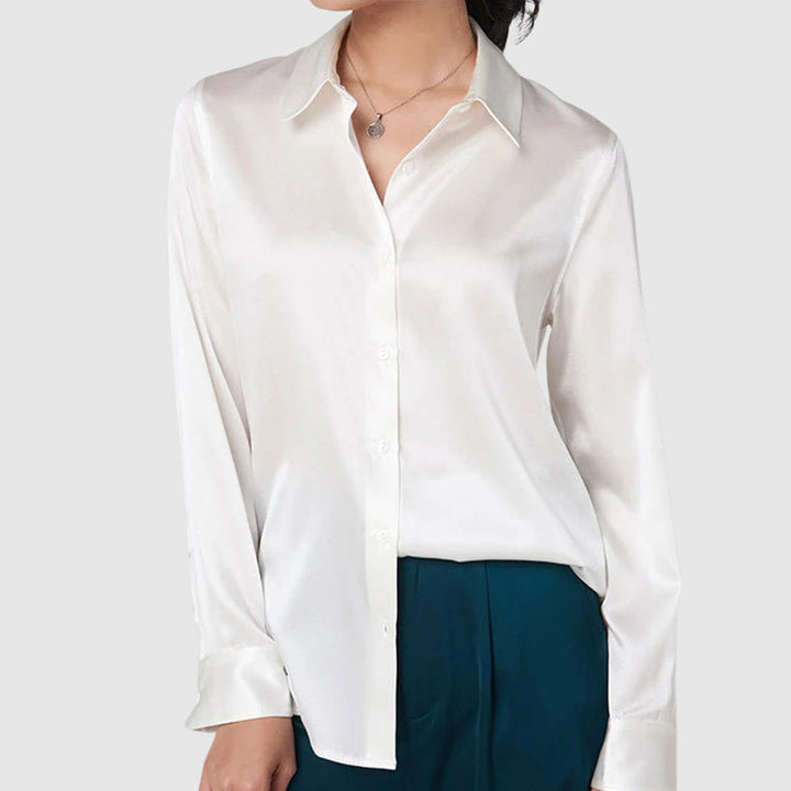 Giulia Bellini Satin Button-Up Blouse
