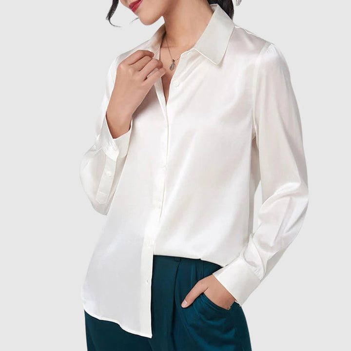 Giulia Bellini Satin Button-Up Blouse