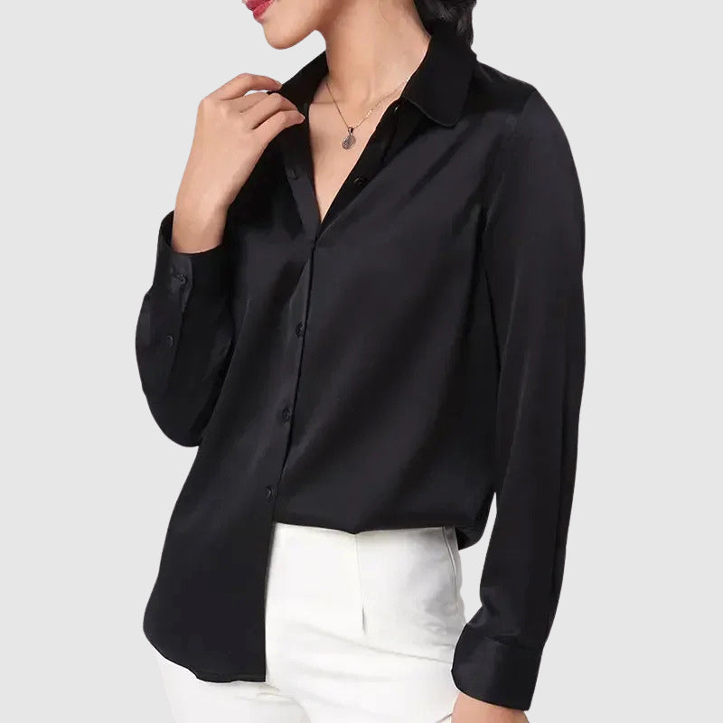 Giulia Bellini Satin Button-Up Blouse