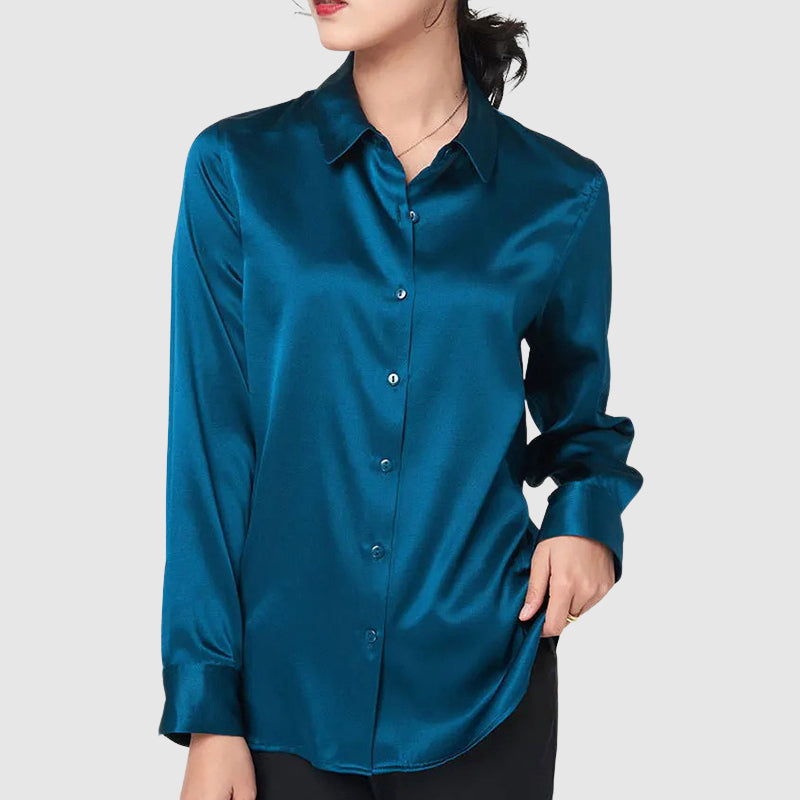 Giulia Bellini Satin Button-Up Blouse