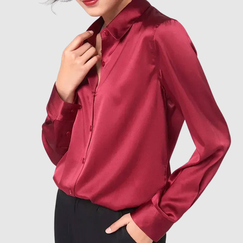 Giulia Bellini Satin Button-Up Blouse