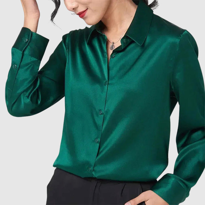 Giulia Bellini Satin Button-Up Blouse