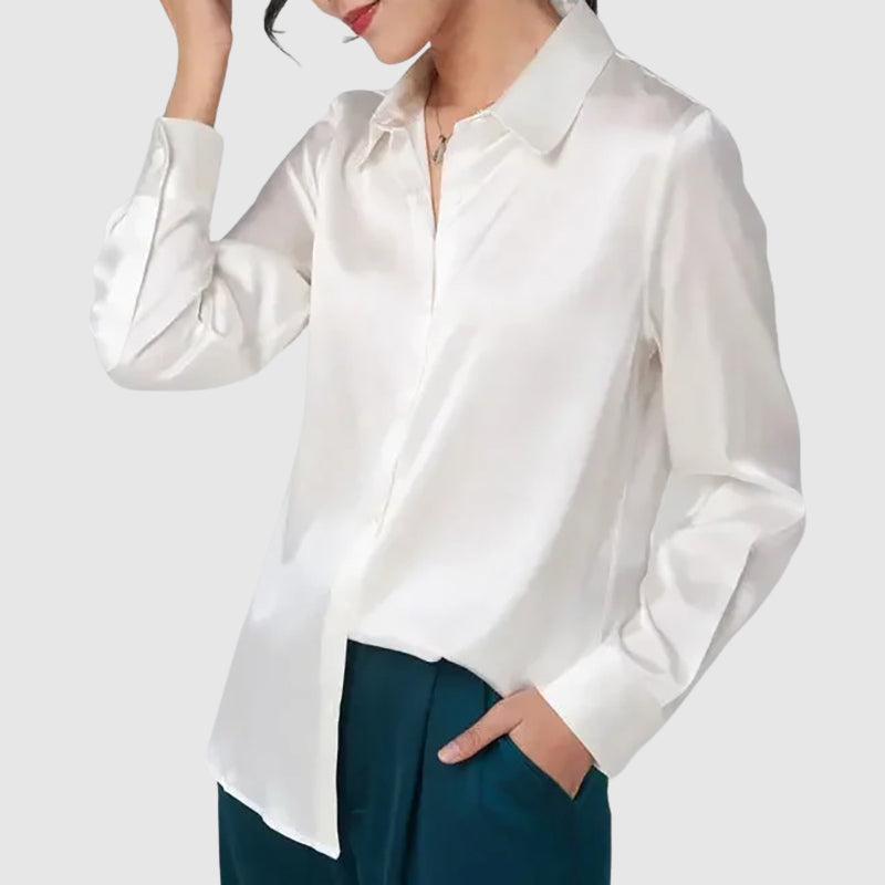Giulia Bellini Satin Button-Up Blouse