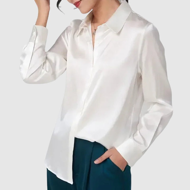 Giulia Bellini Satin Button-Up Blouse
