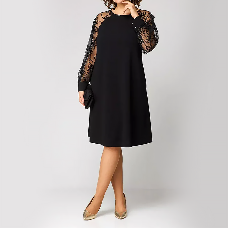 Giulia Bellini Sheer Sleeve Embroidered Midi Dress
