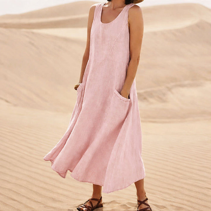 Giulia Bellini Sleeveless Midi Dress with Side Pockets
