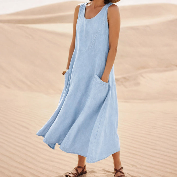 Giulia Bellini Sleeveless Midi Dress with Side Pockets