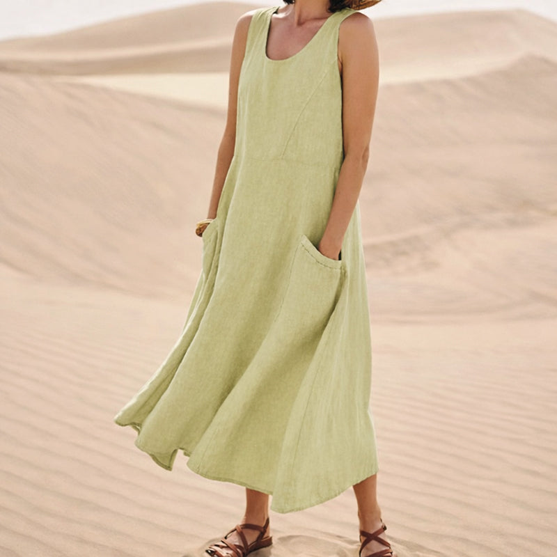 Giulia Bellini Sleeveless Midi Dress with Side Pockets