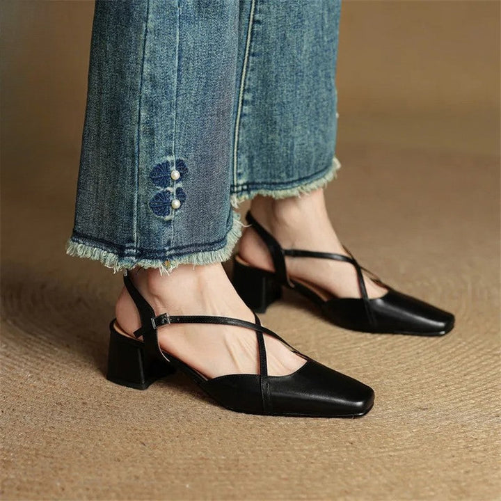 Giulia Bellini Slingback Leather Low-Block Heels