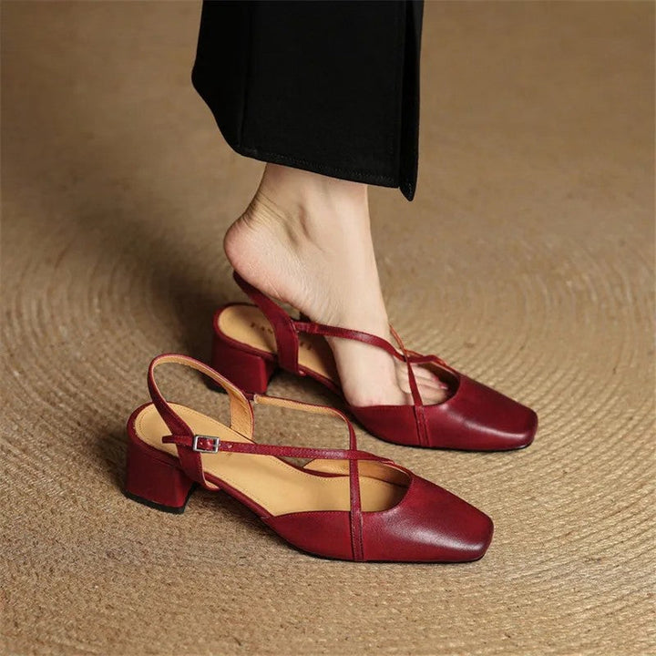 Giulia Bellini Slingback Leather Low-Block Heels