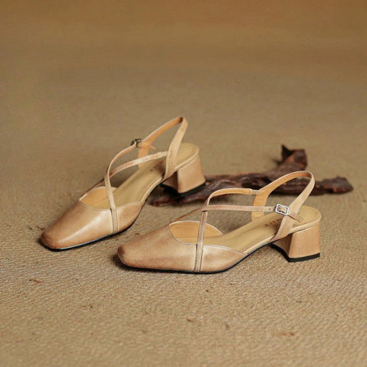 Giulia Bellini Slingback Leather Low-Block Heels