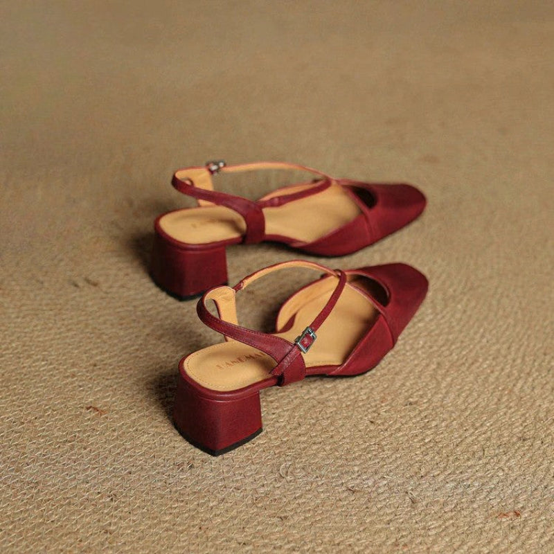 Giulia Bellini Slingback Leather Low-Block Heels