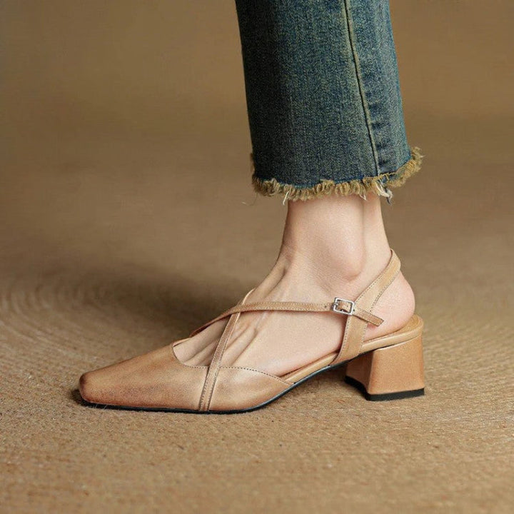 Giulia Bellini Slingback Leather Low-Block Heels