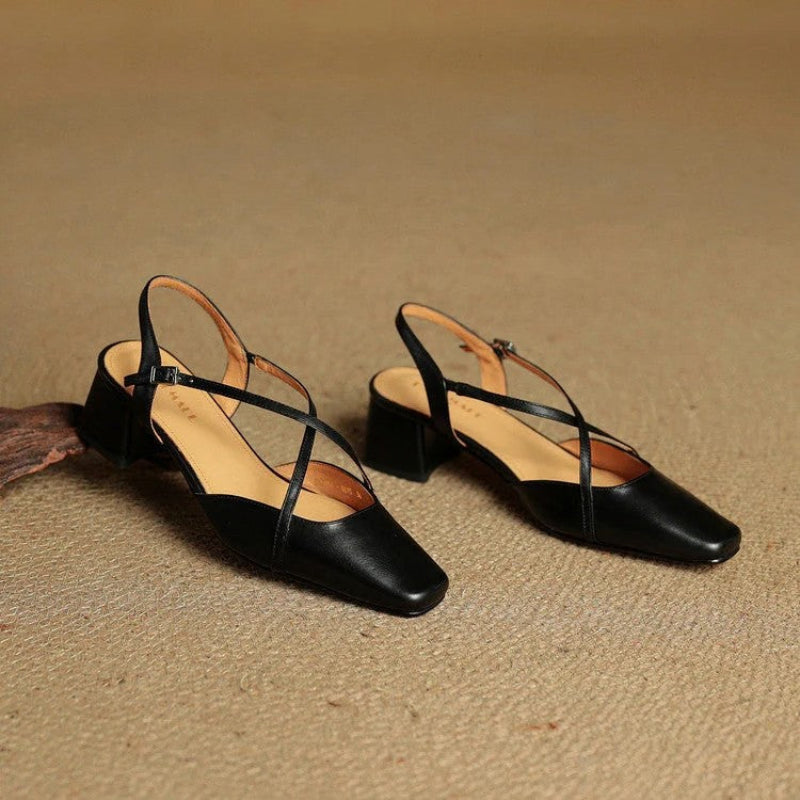 Giulia Bellini Slingback Leather Low-Block Heels