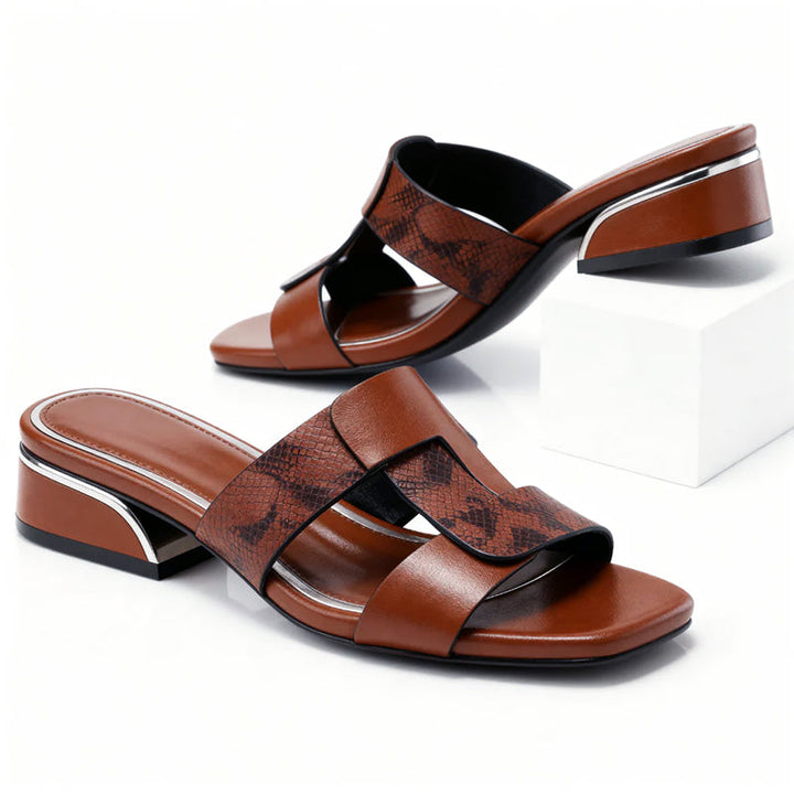 Giulia Bellini Snake Pattern Slide Sandals