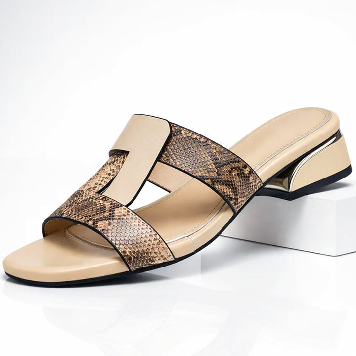 Giulia Bellini Snake Pattern Slide Sandals