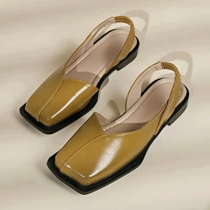 Giulia Bellini Square Toe Flats with Elastic Strap