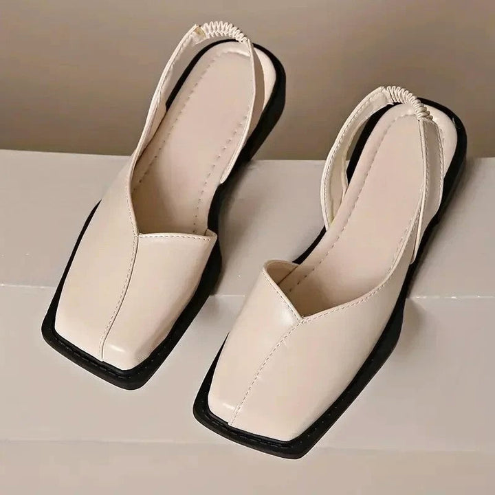 Giulia Bellini Square Toe Flats with Elastic Strap