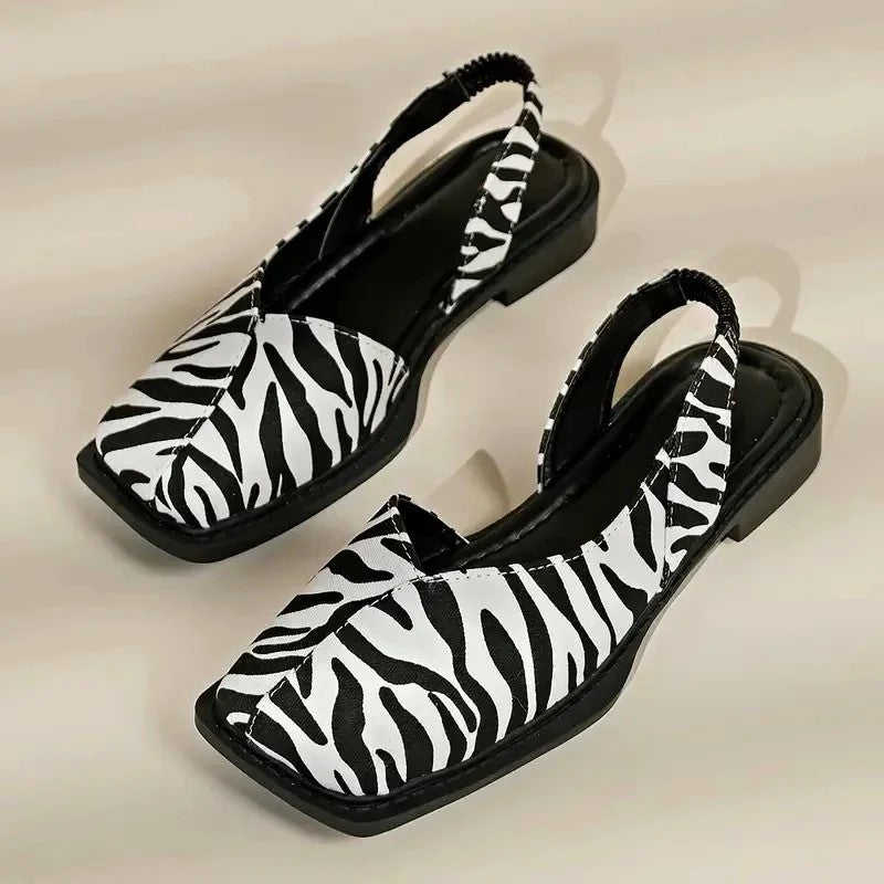 Giulia Bellini Square Toe Flats with Elastic Strap