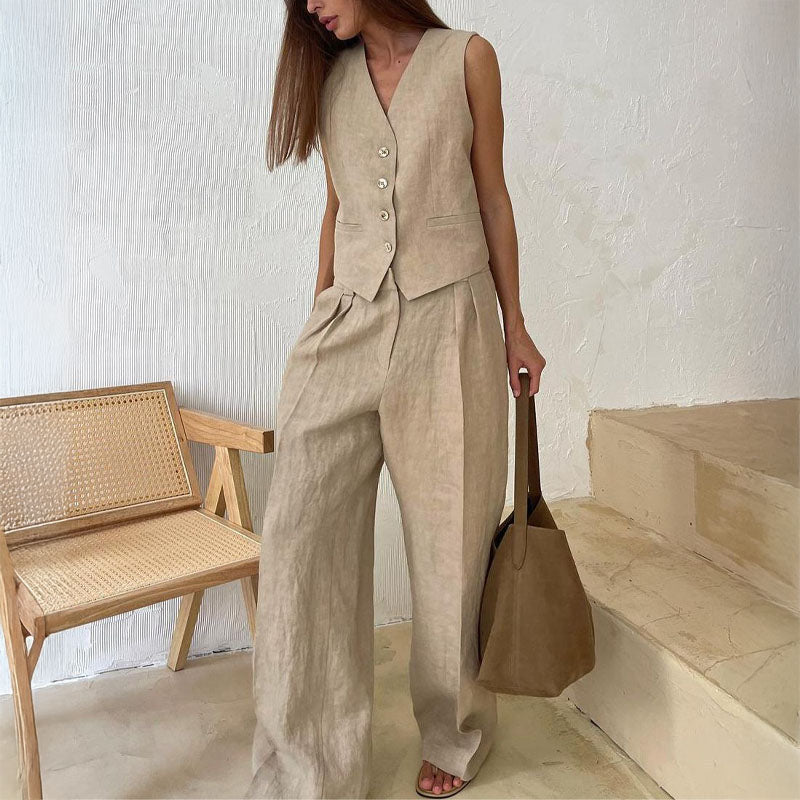 Giulia Bellini Vest and Wide-Leg Pants Set