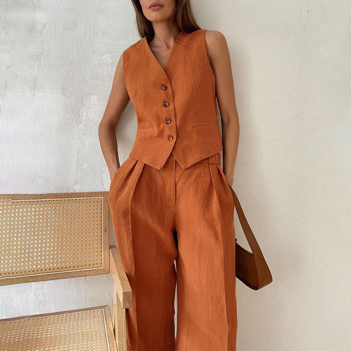 Giulia Bellini Vest and Wide-Leg Pants Set