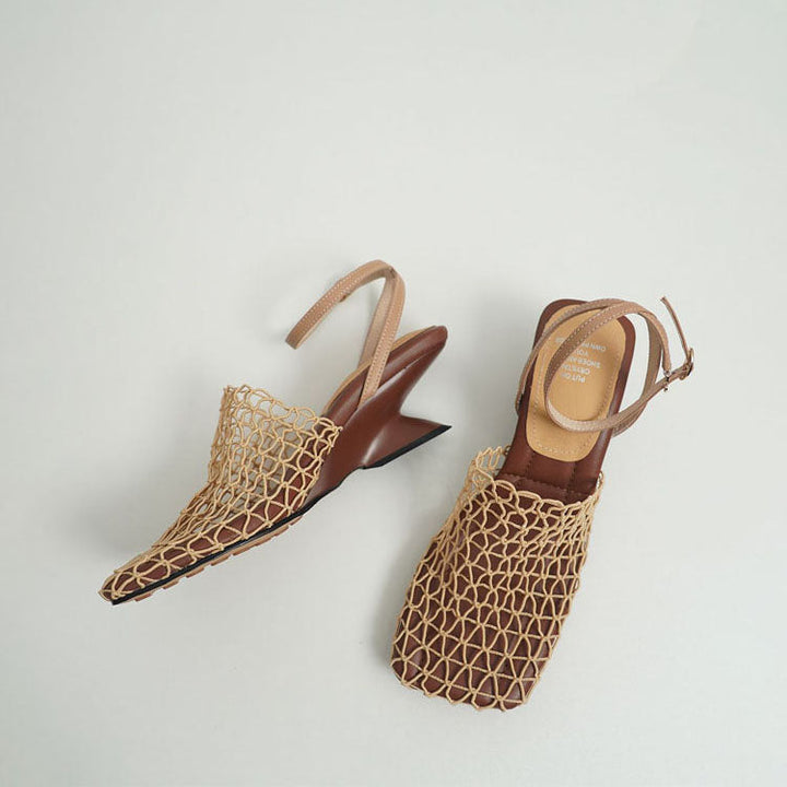 Giulia Bellini Woven Mesh Slingback Flats