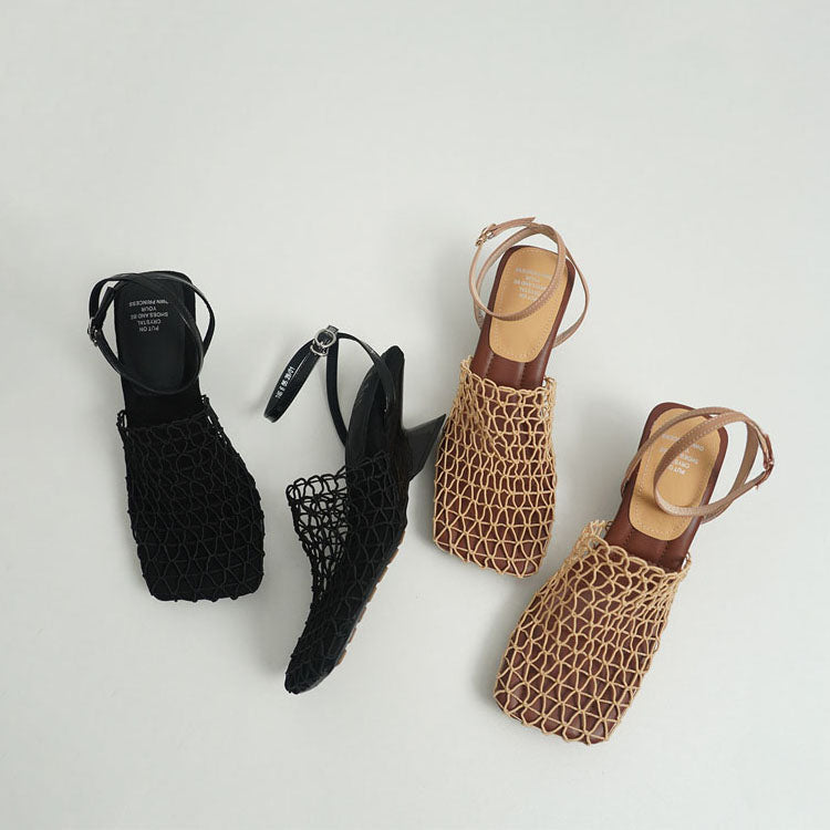 Giulia Bellini Woven Mesh Slingback Flats