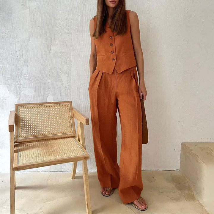 Giulia Bellini Vest and Wide-Leg Pants Set