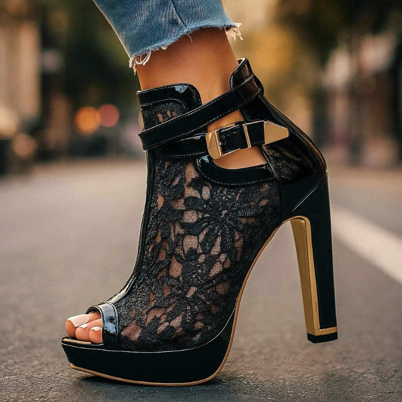 Isabella Conti High Heel Sandals with Lace Panel