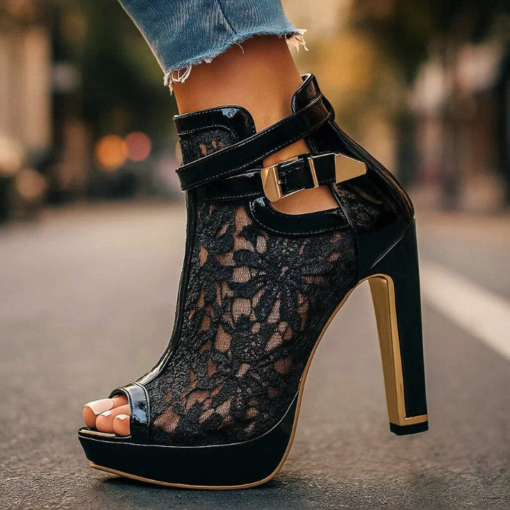 Isabella Conti High Heel Sandals with Lace Panel