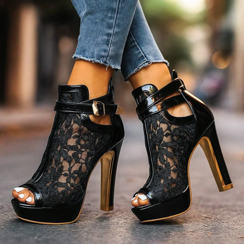 Isabella Conti High Heel Sandals with Lace Panel