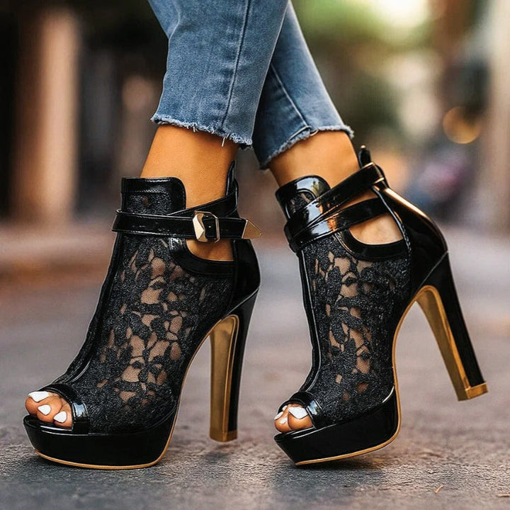 Isabella Conti High Heel Sandals with Lace Panel