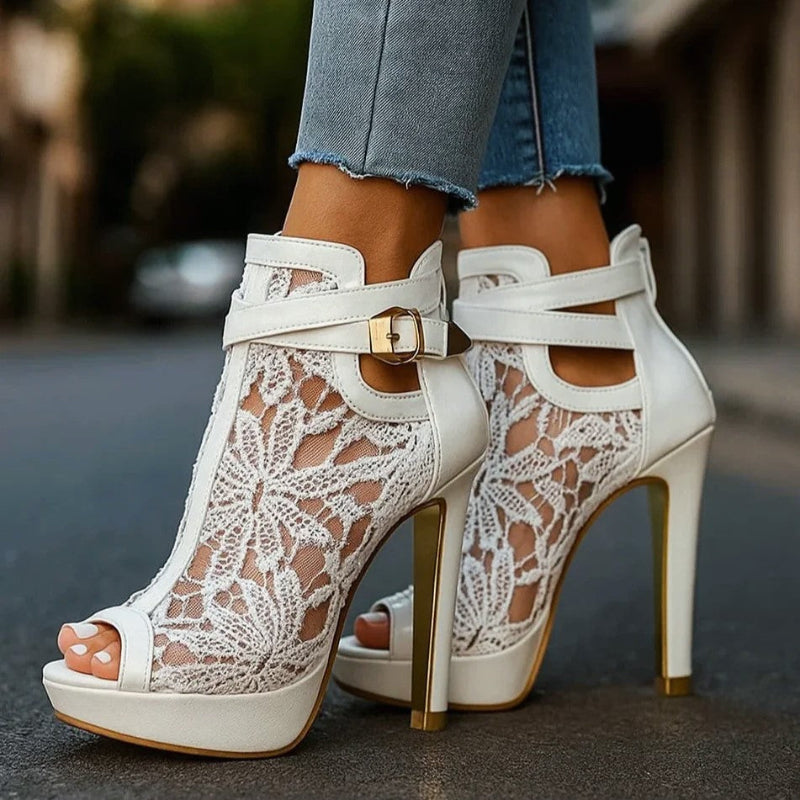 Isabella Conti High Heel Sandals with Lace Panel