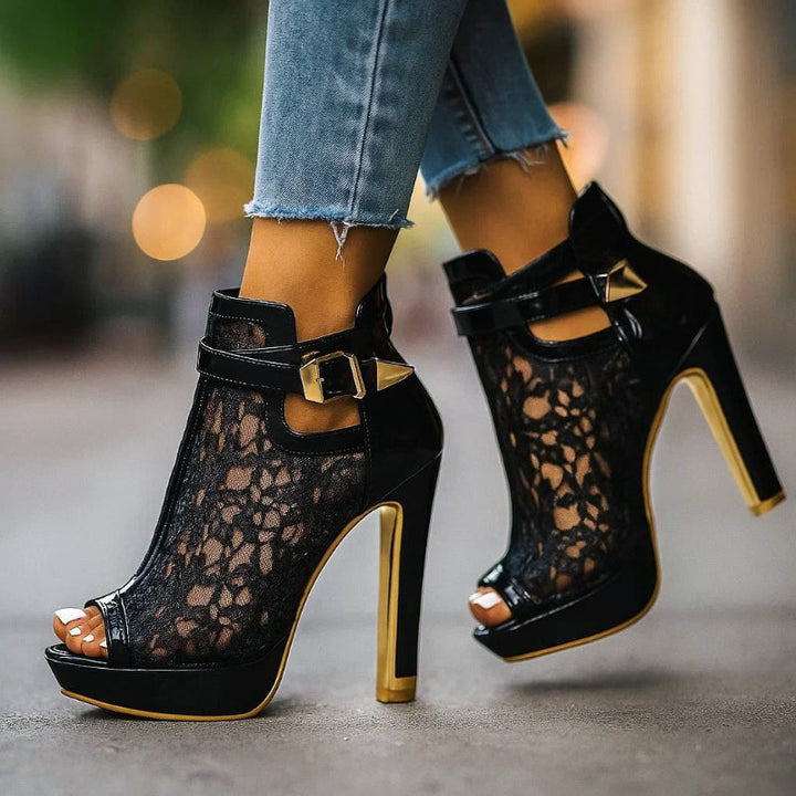 Isabella Conti High Heel Sandals with Lace Panel