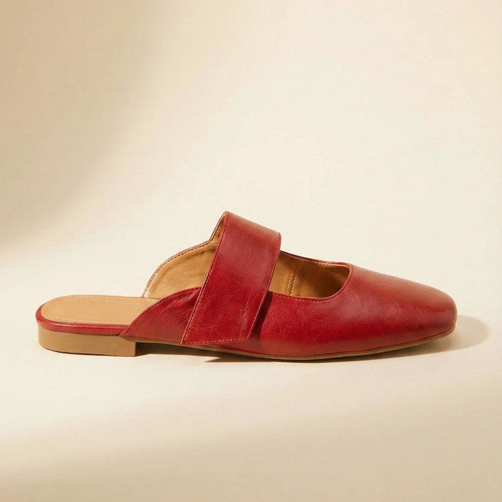 Isabella Conti Leather Mule Flats with Wide Strap