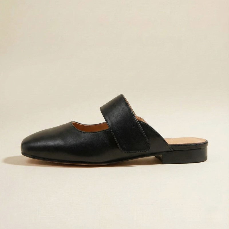 Isabella Conti Leather Mule Flats with Wide Strap
