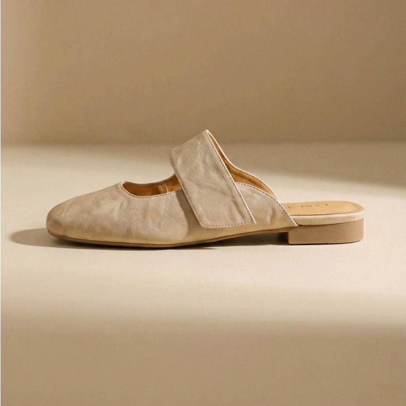Isabella Conti Leather Mule Flats with Wide Strap