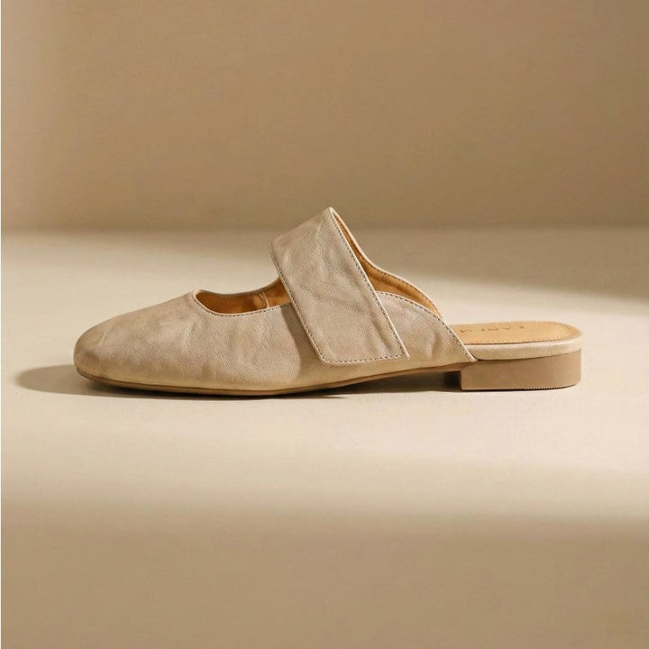 Isabella Conti Leather Mule Flats with Wide Strap