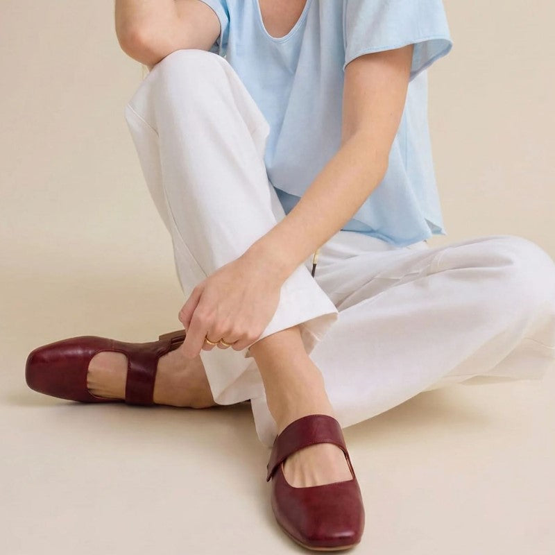 Isabella Conti Leather Mule Flats with Wide Strap