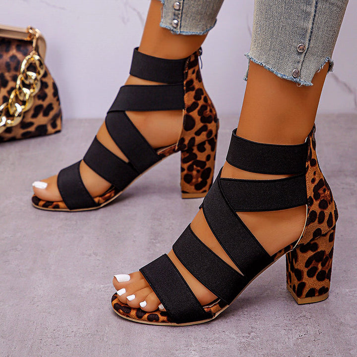 Isabella Conti Leopard Heel Strap Sandals