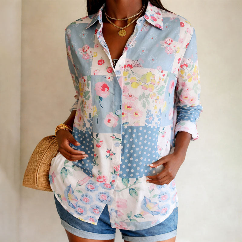 Isabella Conti Long Sleeve Floral Patch Shirt