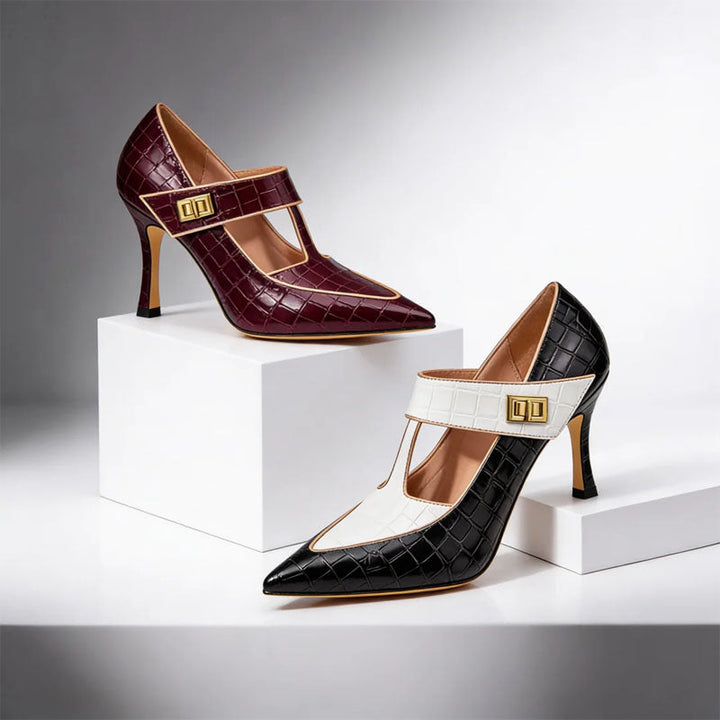 Isabella Conti Pointed Toe T-Strap Heels