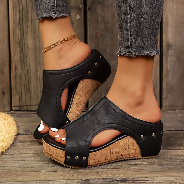 Isabella Conti Slide Sandals with Cut-Out Design
