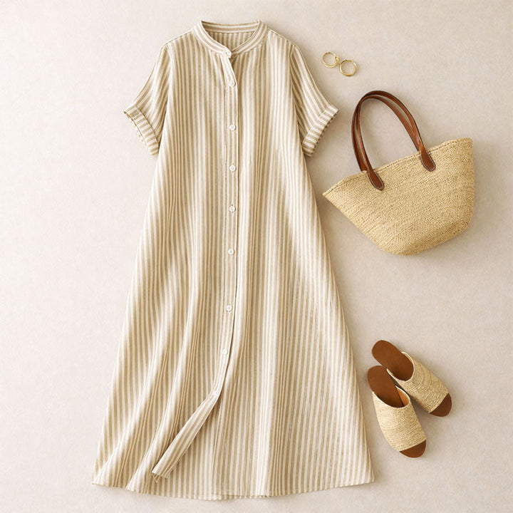 Isabella Conti Striped Button-Down Maxi Dress