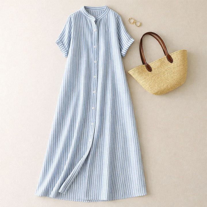 Isabella Conti Striped Button-Down Maxi Dress