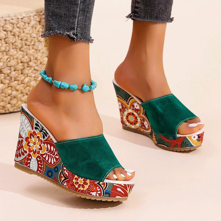 Isabella Conti Velvet Boho Wedge Sandals