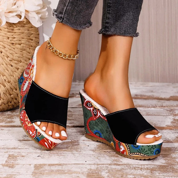 Isabella Conti Velvet Boho Wedge Sandals