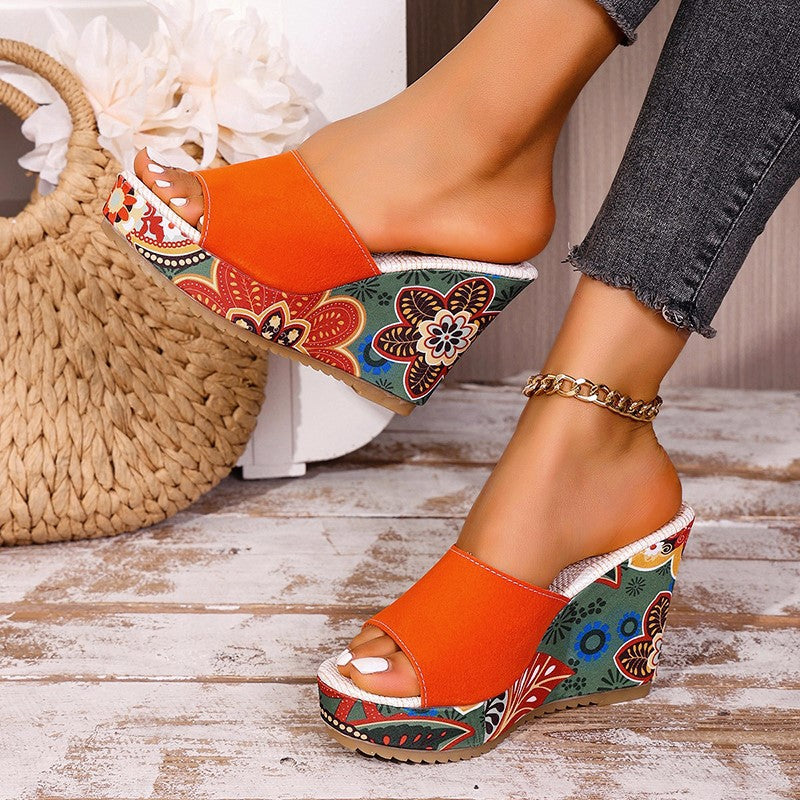 Isabella Conti Velvet Boho Wedge Sandals